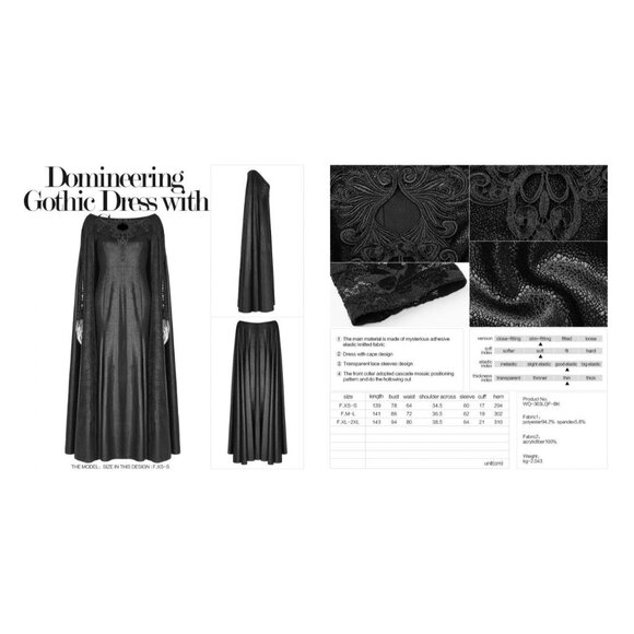 Punk Rave Nightspell Dress Cloak Size XS Small Lace Sleeves Goth Emo Core Black - Picture 6 of 13